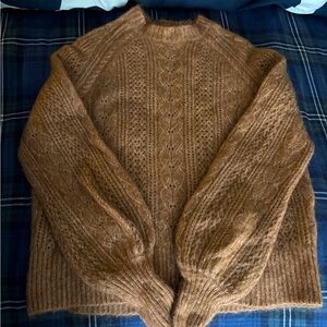 Sezane Brown Cable Knit Sweater